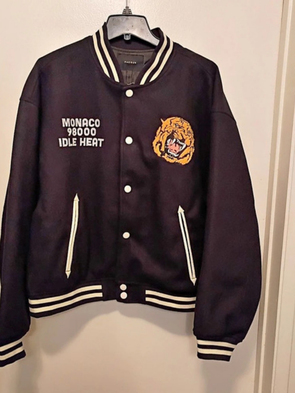 PacSun Monaco Varsity Jacket Black & Cream Men's Medium BNWT